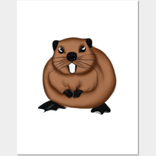 Cute Beaver Drawing Posters and Art